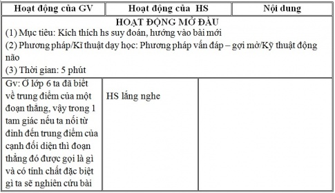 Giáo án PTNL bài Tính chất ba đường trung tuyến của tam giác