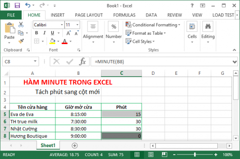 Tổng hợp một số hàm về thời gian trong Excel