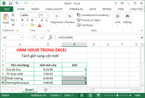 Tổng hợp một số hàm về thời gian trong Excel