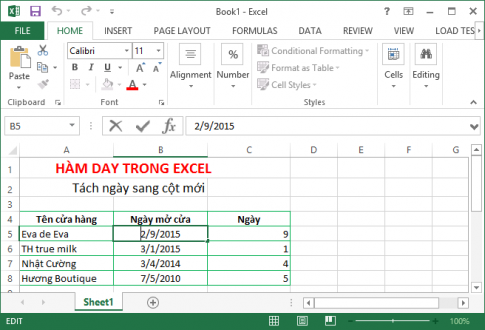 Tổng hợp một số hàm về thời gian trong Excel