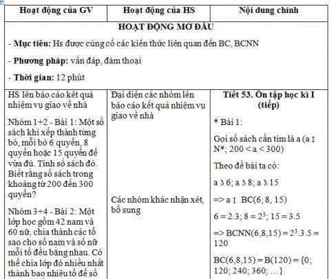 Giáo án PTNL bài Ôn tập học kì 1 (tiêp)