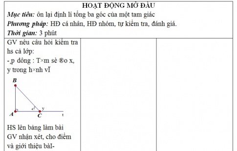 Giáo án PTNL bài Tổng ba góc của một tam giác (tiếp)