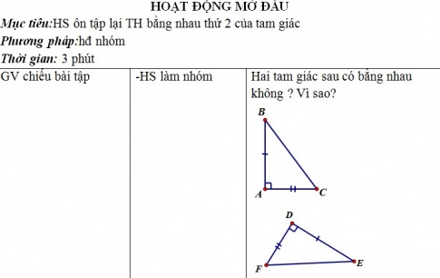 Giáo án PTNL bài Trường hợp bằng nhau thứ hai của tam giác (c.g.c) (tiếp)