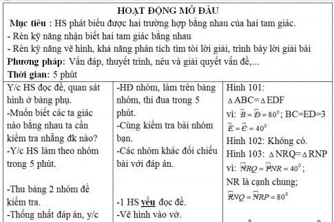 Giáo án PTNL bài Trường hợp bằng nhau thứ ba của tam giác (g.c.g) (tiếp)