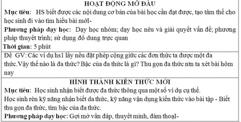 Giáo án PTNL bài Đa thức