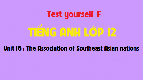 Test yourself F Unit 16 : The Association of Southeast Asian nations