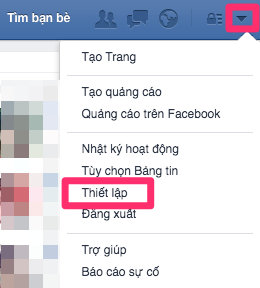 vào thiết lập facebook