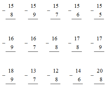  15, 16, 17, 18 trừ đi một số