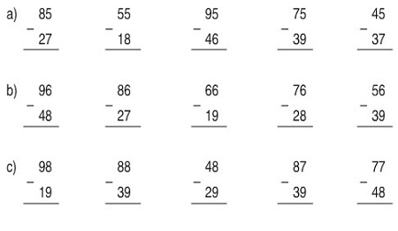  65 - 38 ; 46 - 17 ; 57 - 28 ; 78 - 29