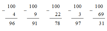 Giải bài : 100 trừ đi một số