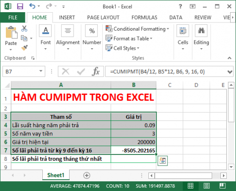 Một số hàm tính tiền tích lũy và khấu hao tài sản trong Excel