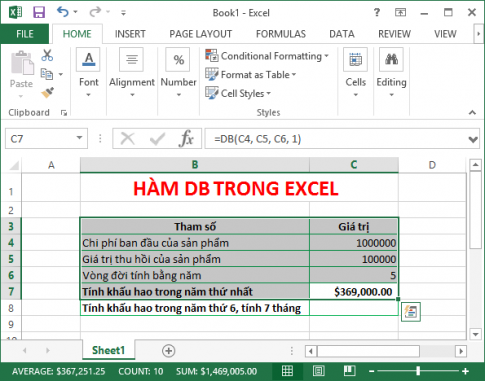 Một số hàm tính tiền tích lũy và khấu hao tài sản trong Excel