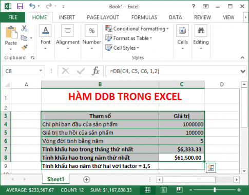 Một số hàm tính tiền tích lũy và khấu hao tài sản trong Excel