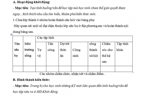 Giáo án PTNL bài 29: Đặc điểm chung và vai trò của ngành chân khớp