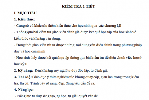 Giáo án PTNL bài: Kiểm tra 1 tiết