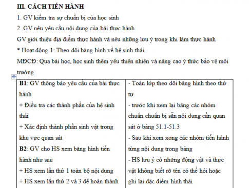 Giáo án PTNL bài 51-52: Thực hành - Hệ sinh thái