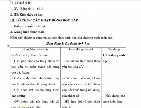 Giáo án PTNL bài 64: Tổng kết chương trình toàn cấp