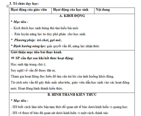 Giáo án PTNL bài 12: Thực hành - Thí nghiệm co và phản co nguyên sinh