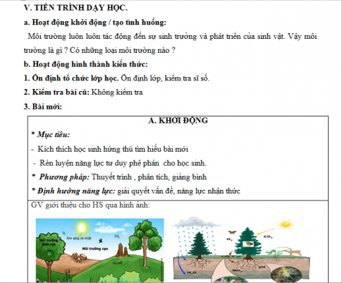 Giáo án PTNL bài 35: Môi trường sống và các nhân tố sinh thái