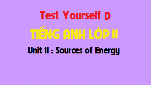 Test yourself D Unit 11 : Sources of Energy 