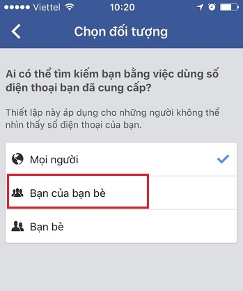 Thiết lập không cho người khác tìm kiếm SĐT ra Facebook của mình trên điện thoại